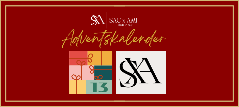 SAC x AMI Adventskalender 2024 – Türchen-Banner mit festlichem Design, rotem Hintergrund und wechselnden Partnerlogos. Der Adventskalender bietet tägliche Überraschungen, exklusive Gewinne und inspirierende Einblicke, ideal für Liebhaber von Designer-Handtaschen und luxuriösen Accessoires.