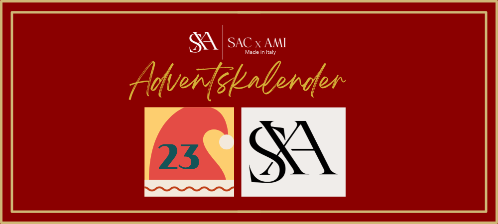 SAC x AMI Adventskalender 2024 – Türchen-Banner mit festlichem Design, rotem Hintergrund und wechselnden Partnerlogos. Der Adventskalender bietet tägliche Überraschungen, exklusive Gewinne und inspirierende Einblicke, ideal für Liebhaber von Designer-Handtaschen und luxuriösen Accessoires.